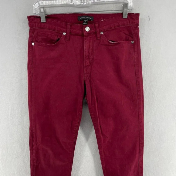 Banana Republic Skinny Pants Womens Sz 28 Burgundy Regular Mid-Rise Slim Stretch - Picture 6 of 12